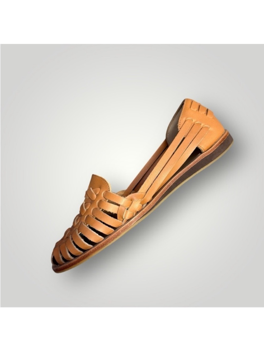 Nisolo Tan Braided Leather Huarache Flats with Box - Picture 10 of 13